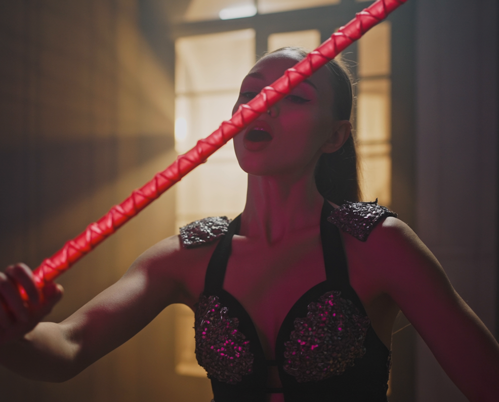 ROHRSTOCK - Extrem Rohrstock mit Griff, rot, Kreuzwicklung, Ø ca. 20mm