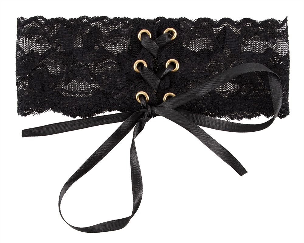Spitzen-Halsband mit Satinschnürung