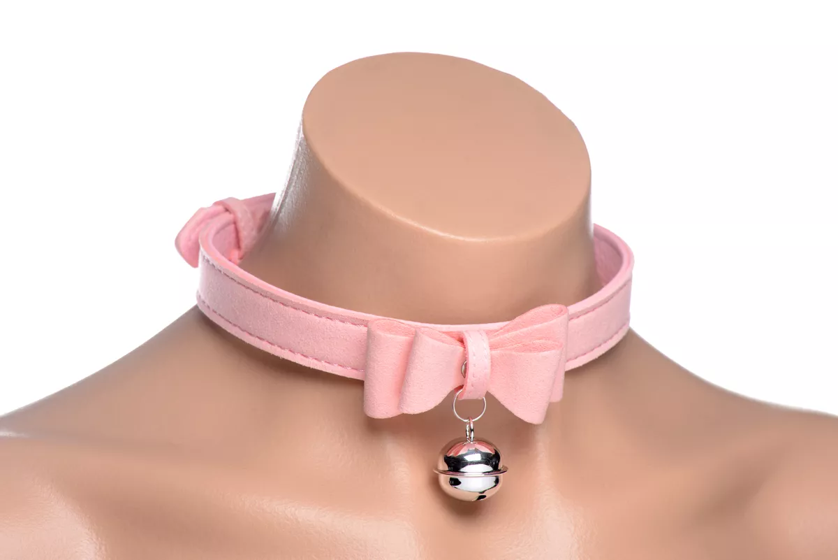 BDSM-Halsband mit Katzenglocke und Schleife – verstellbar