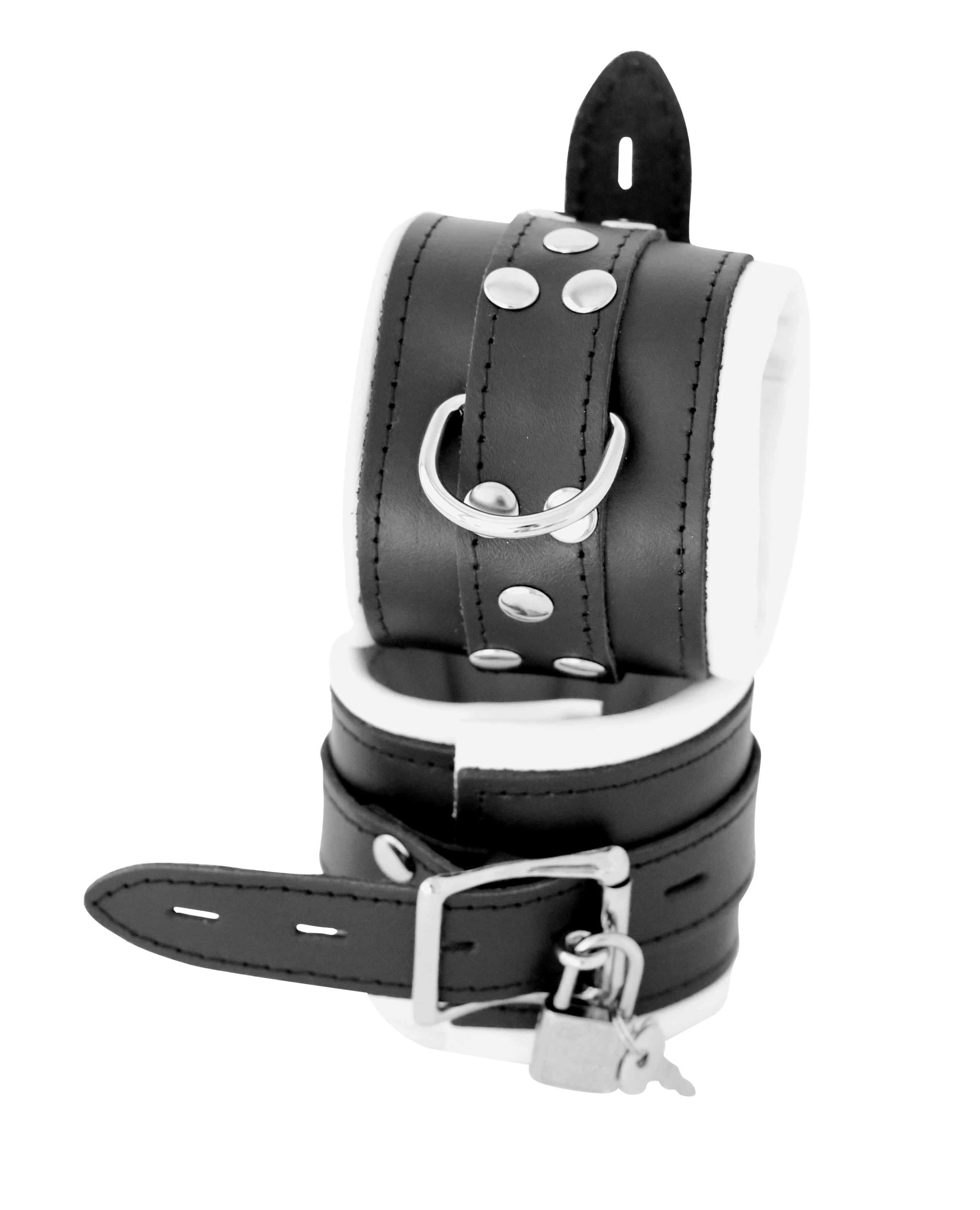 Leder Handfessel Weiß abschließbar