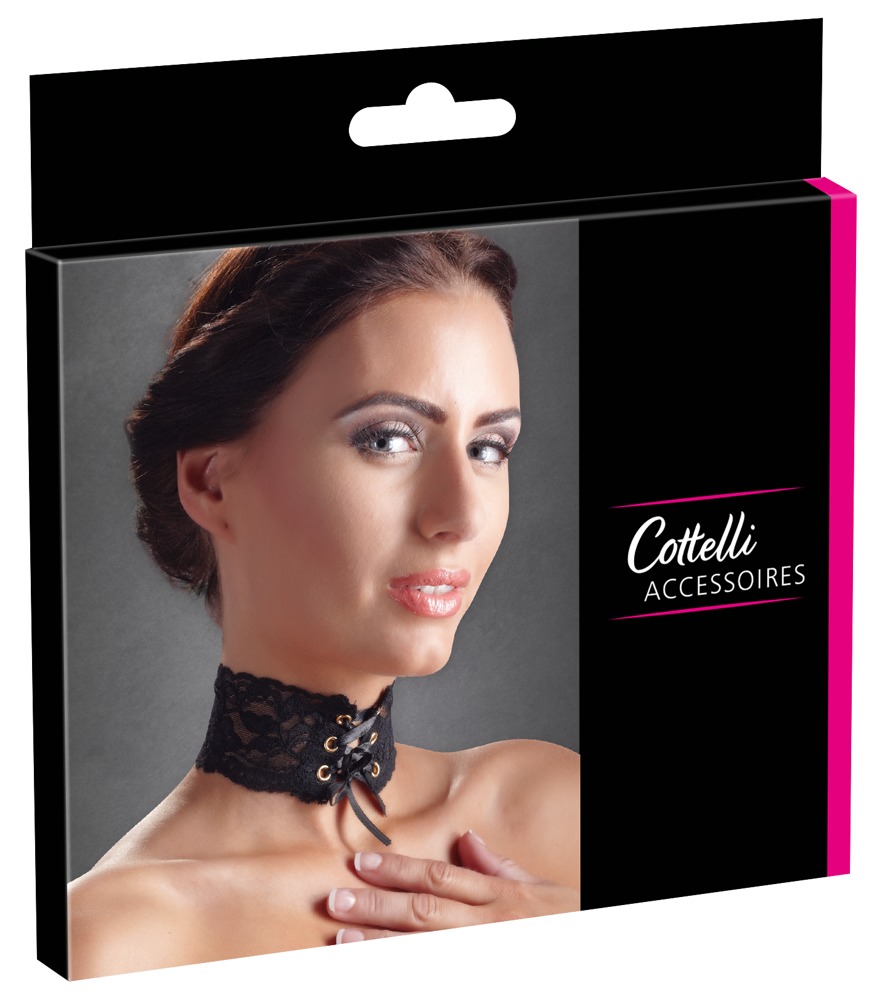 Spitzen-Halsband mit Satinschnürung