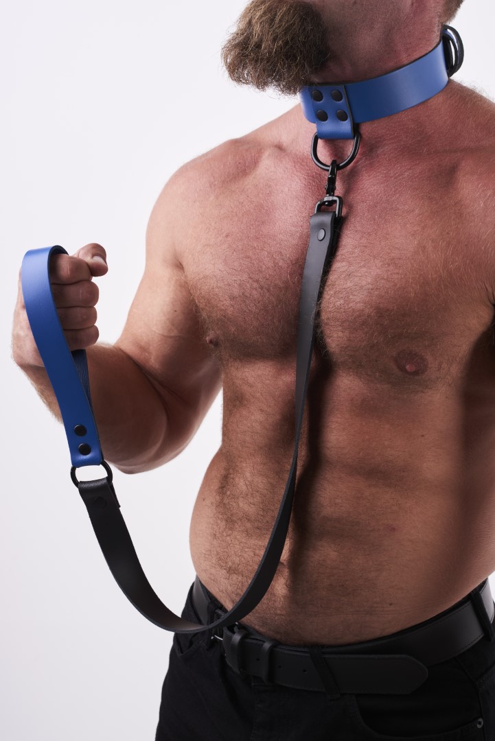 Soft Leder Leine Kurz Blau