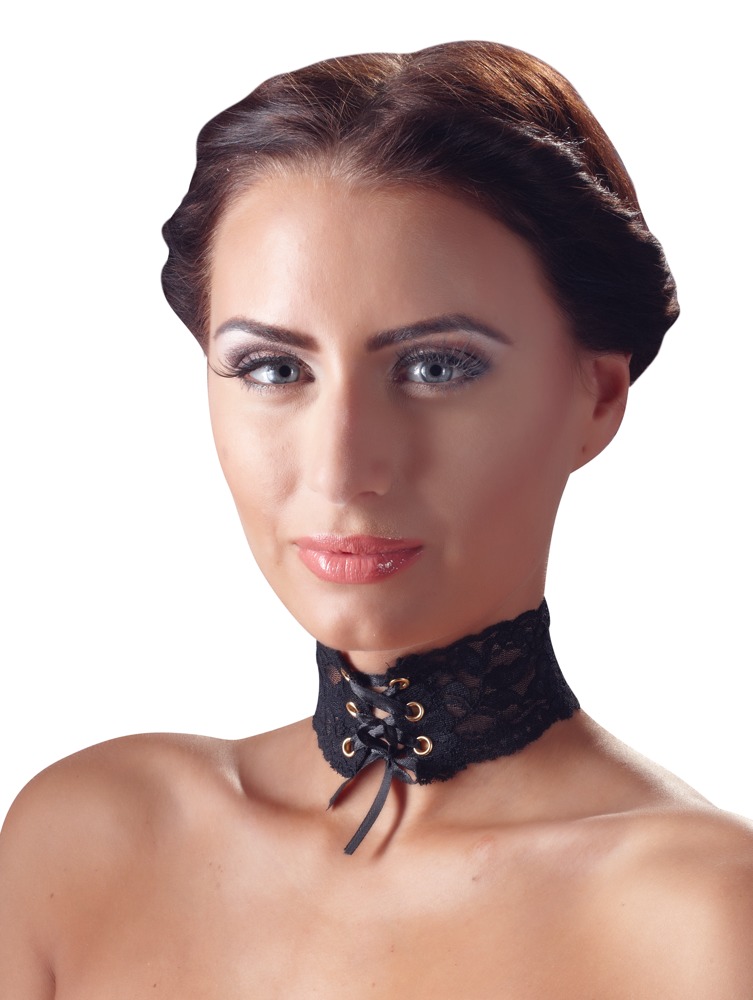Spitzen-Halsband mit Satinschnürung