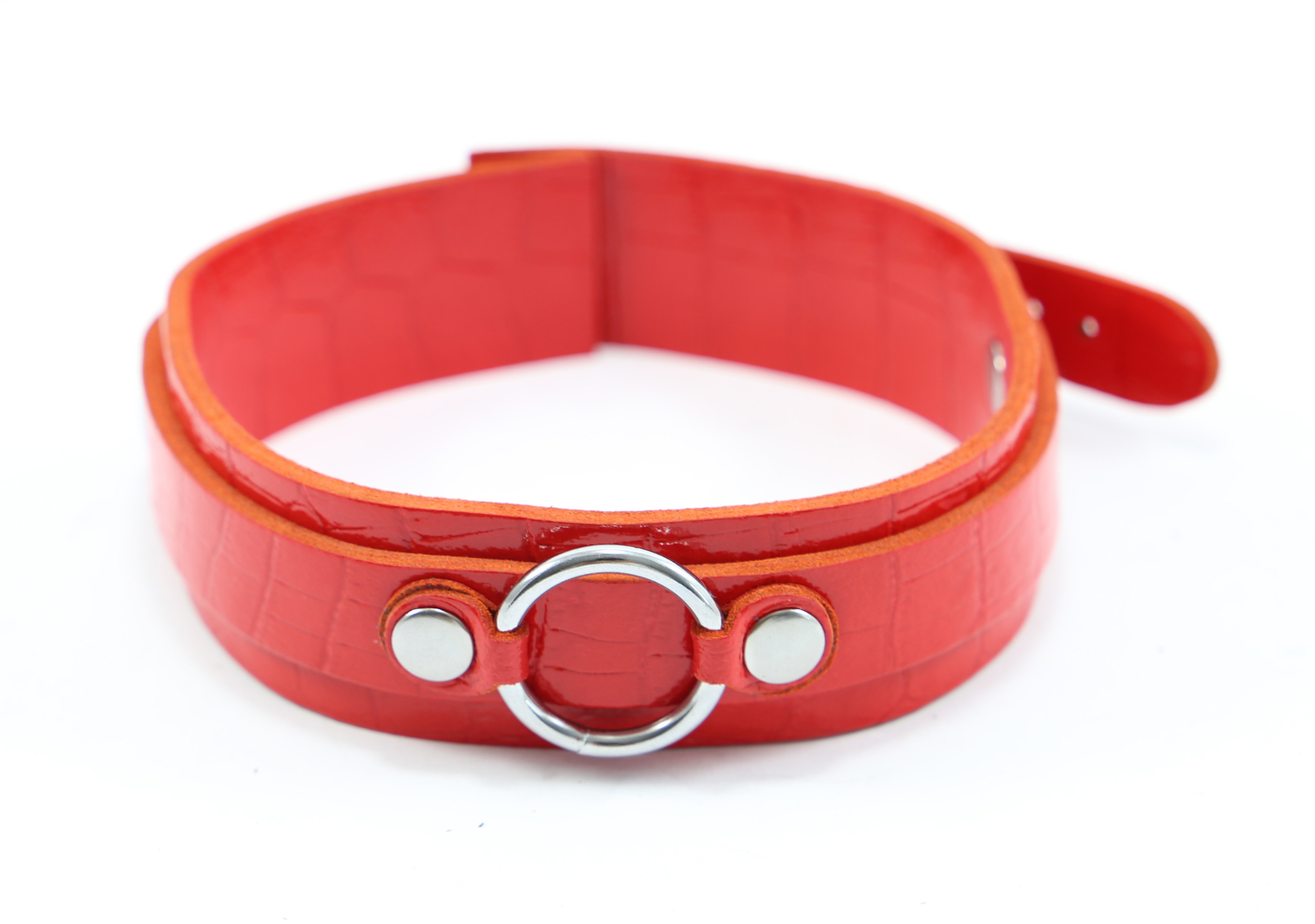 Halsfessel Kroko Rot